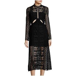 Self-Portrait Black Payne Cutout Guipure Lace Midi Dress